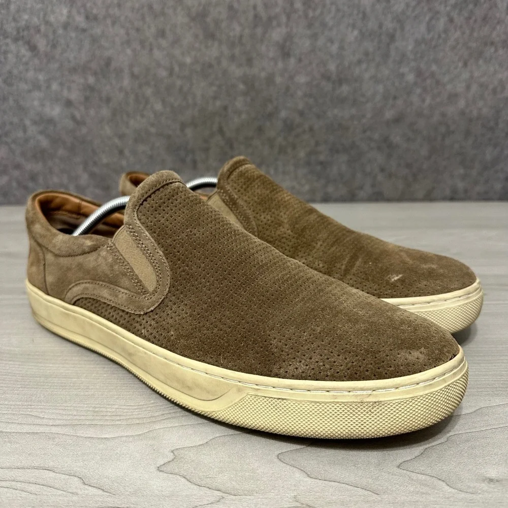 Vince Ace Perforated Suede Slip On Sneakers Mens 12 Brown‎ Flint Loafers